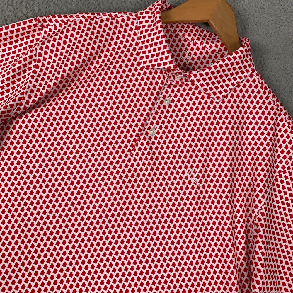 Rhoback The Beehive State Performance Golf Polo Men's Large L Red Utah Geometric
